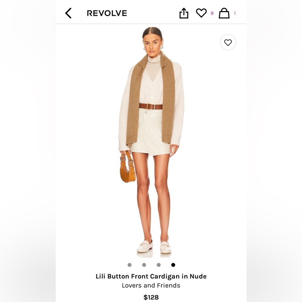 Lili Button Front Cardigan in Nude